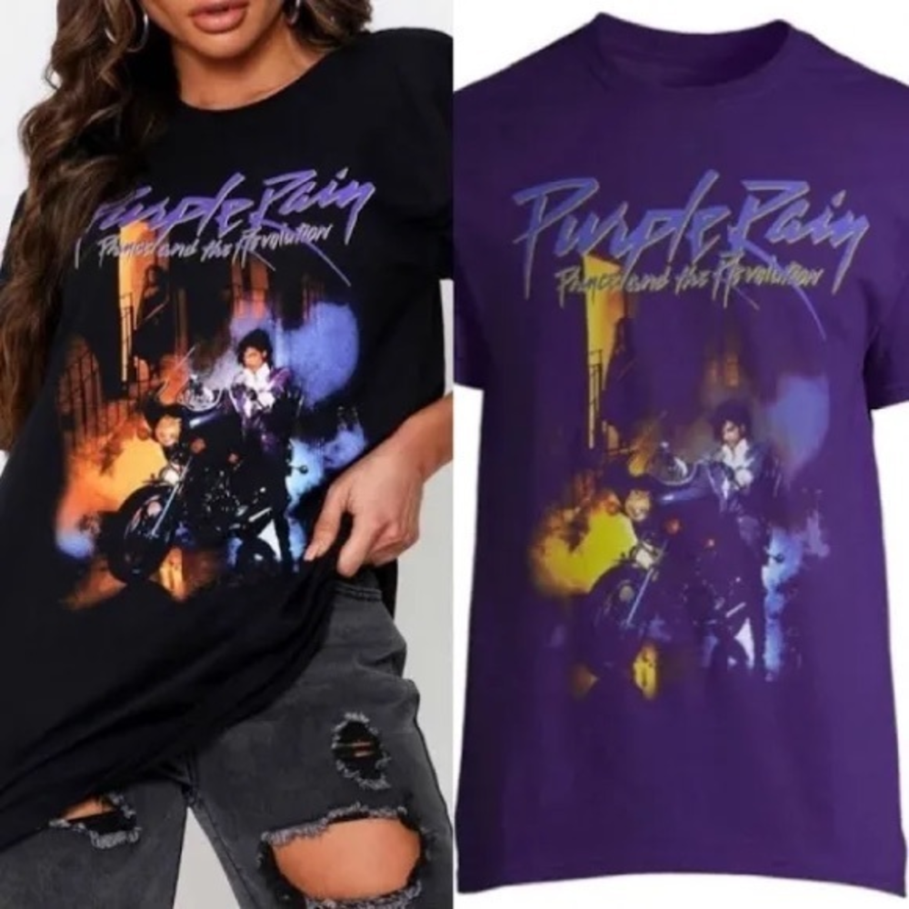 PRINCE PURPLE RAIN Graphic Band Short Sleeve T-Shirt Size Large